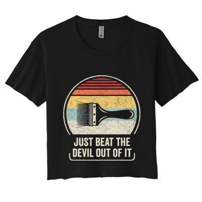 Retro Just Beat The Devil Out Of It Artist Drawing Crop Top
