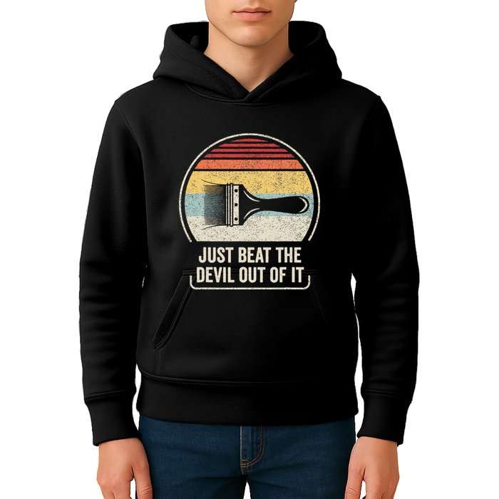 Retro Just Beat The Devil Out Of It Artist Drawing Kids Hoodie