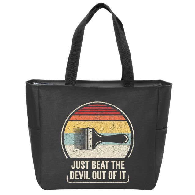 Retro Just Beat The Devil Out Of It Artist Drawing Zip Tote Bag