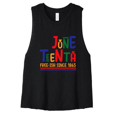 Retro Juneteenth Celebration Freeish Since 1865 Gift African Pride Women's Racerback Cropped Tank