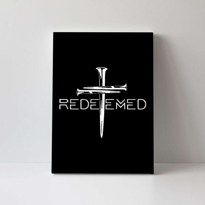 Redeemed Jesus Christ Died For My Sins 3 Nails Cross Christian Catholic Canvas