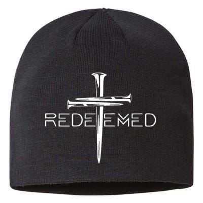 Redeemed Jesus Christ Died For My Sins 3 Nails Cross Christian Catholic Sustainable Beanie