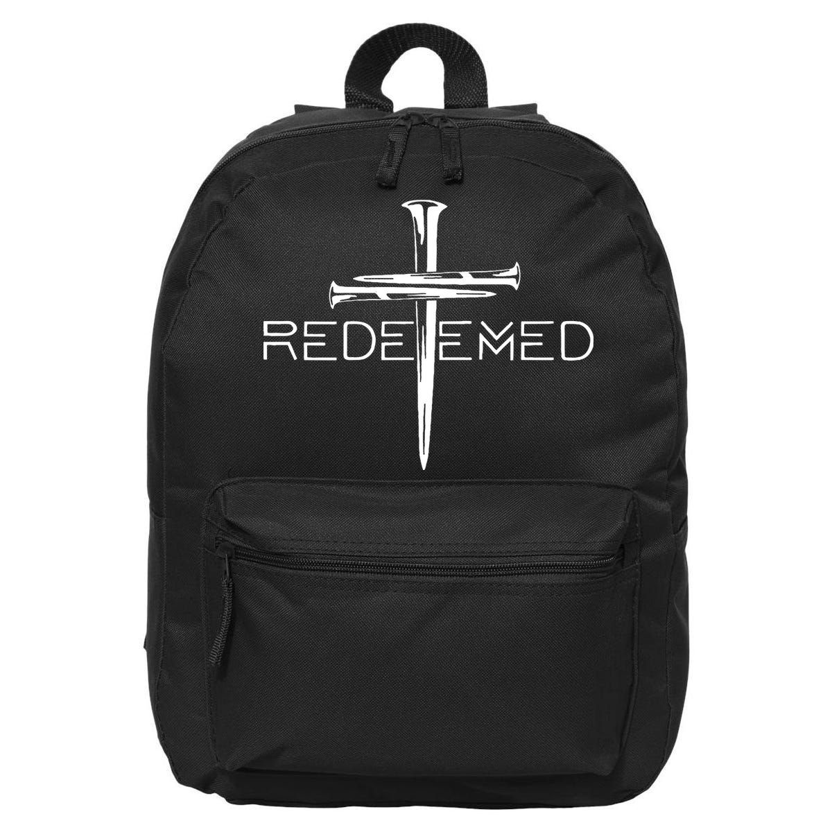 Redeemed Jesus Christ Died For My Sins 3 Nails Cross Christian Catholic 16 in Basic Backpack
