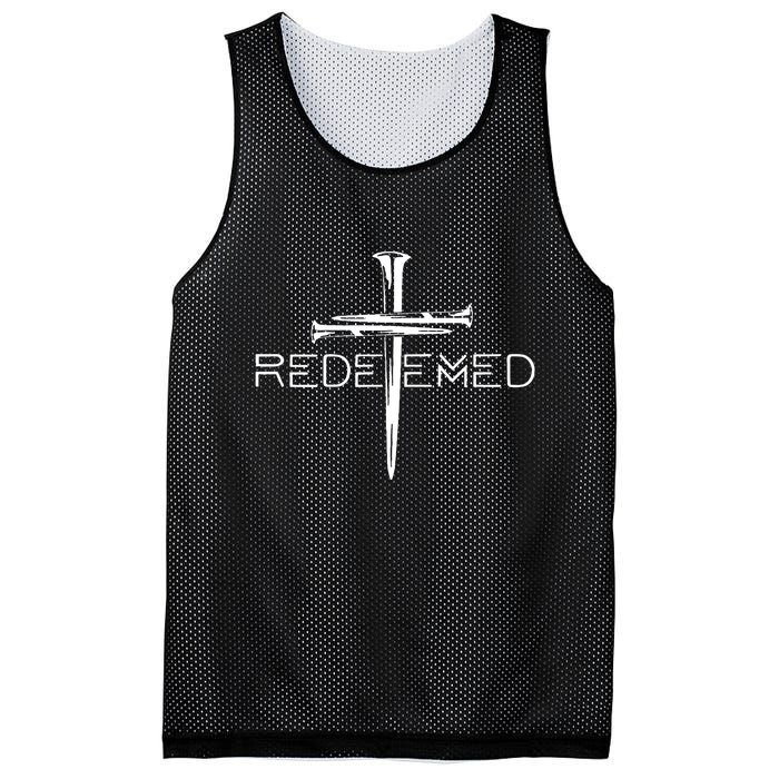 Redeemed Jesus Christ Died For My Sins 3 Nails Cross Christian Catholic Mesh Reversible Basketball Jersey Tank