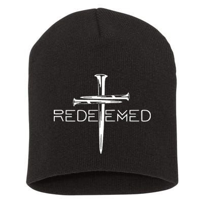 Redeemed Jesus Christ Died For My Sins 3 Nails Cross Christian Catholic Short Acrylic Beanie
