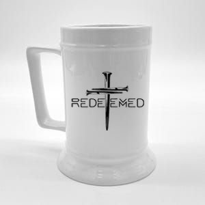 Redeemed Jesus Christ Died For My Sins 3 Nails Cross Christian Catholic Beer Stein