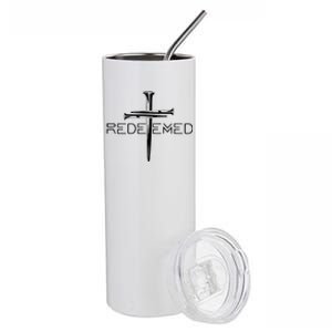 Redeemed Jesus Christ Died For My Sins 3 Nails Cross Christian Catholic Stainless Steel Tumbler