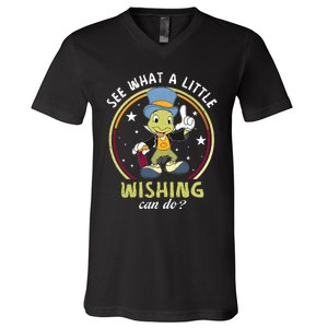 Retro Jiminy Cricket See What A Little Wishing Can Do V-Neck T-Shirt