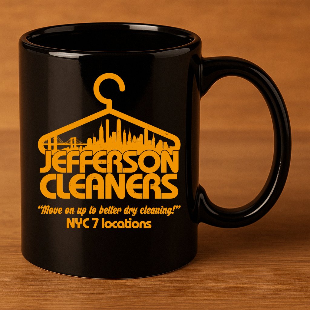 Retro Jefferson Cleaners Logo 11oz C Handle Ceramic Mug