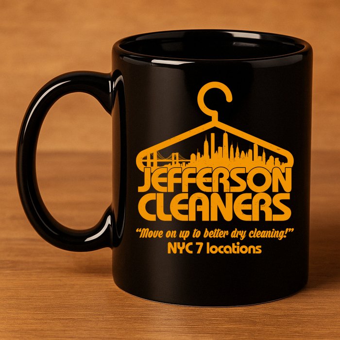 Retro Jefferson Cleaners Logo 11oz C Handle Ceramic Mug