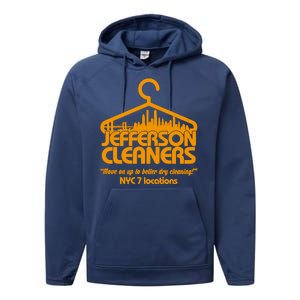 Retro Jefferson Cleaners Logo Performance Fleece Hoodie