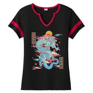 Retro Japanese Dragon Tokyo Japan Ladies Halftime Notch Neck Tee