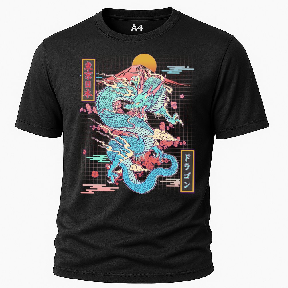 Retro Japanese Dragon Tokyo Japan Cooling Performance Crew T-Shirt