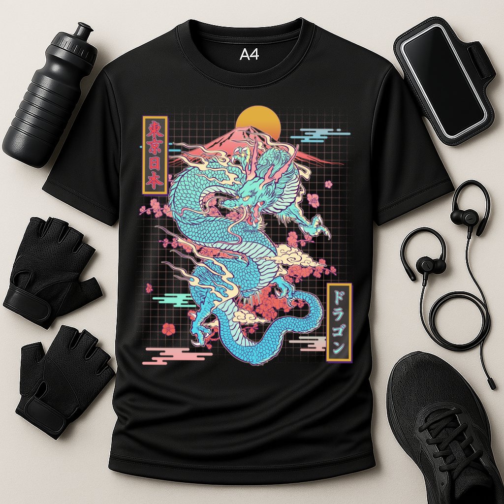 Retro Japanese Dragon Tokyo Japan Cooling Performance Crew T-Shirt