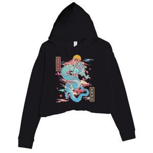 Retro Japanese Dragon Tokyo Japan Crop Fleece Hoodie