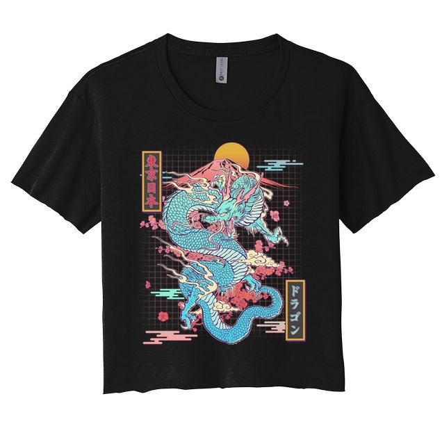 Retro Japanese Dragon Tokyo Japan Crop Top
