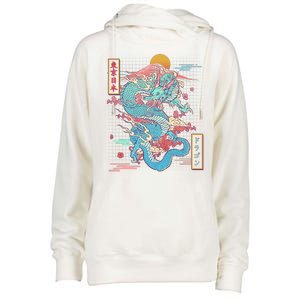 Retro Japanese Dragon Tokyo Japan Womens Funnel Neck Pullover Hood