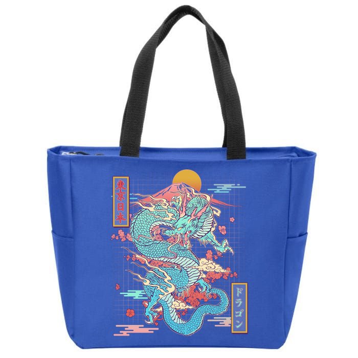 Retro Japanese Dragon Tokyo Japan Zip Tote Bag