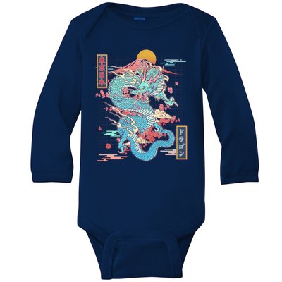 Retro Japanese Dragon Tokyo Japan Baby Long Sleeve Bodysuit