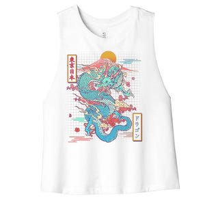 Retro Japanese Dragon Tokyo Japan Women's Racerback Cropped Tank