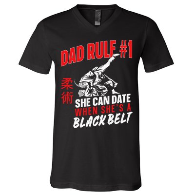 Retro Jiu-Jitsu Dad BJJ Man Father Vintage V-Neck T-Shirt