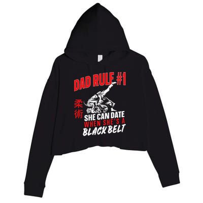 Retro Jiu-Jitsu Dad BJJ Man Father Vintage Crop Fleece Hoodie