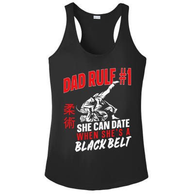 Retro Jiu-Jitsu Dad BJJ Man Father Vintage Ladies PosiCharge Competitor Racerback Tank