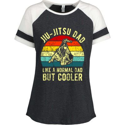 Retro JiuJitsu Dad BJJ Father Vintage Enza Ladies Jersey Colorblock Tee