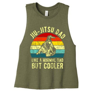 Retro JiuJitsu Dad BJJ Father Vintage Women's Racerback Cropped Tank