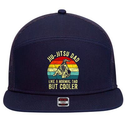 Retro JiuJitsu Dad BJJ Father Vintage 7 Panel Mesh Trucker Snapback Hat