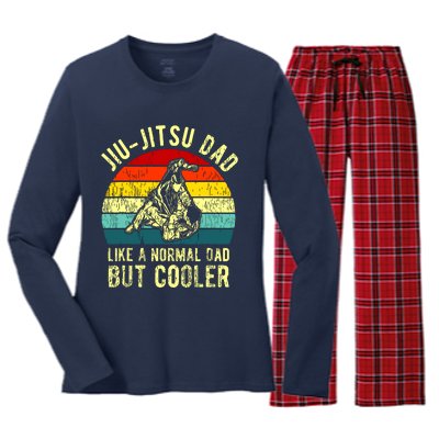 Retro JiuJitsu Dad BJJ Father Vintage Women's Long Sleeve Flannel Pajama Set 