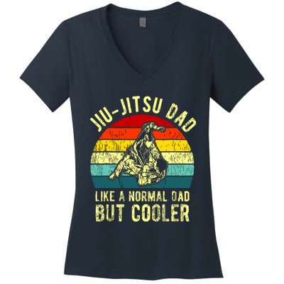 Retro JiuJitsu Dad BJJ Father Vintage Women's V-Neck T-Shirt