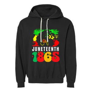 Retro Juneteenth Day 1865 Afro Melanin Black  Garment-Dyed Fleece Hoodie