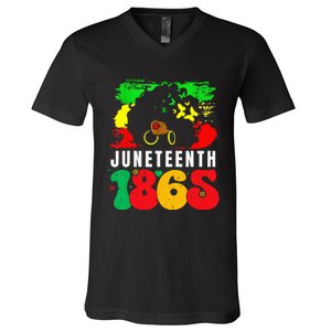 Retro Juneteenth Day 1865 Afro Melanin Black  V-Neck T-Shirt