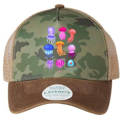 Retro Jellyfish Design Legacy Tie Dye Trucker Hat