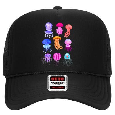 Retro Jellyfish Design High Crown Mesh Back Trucker Hat