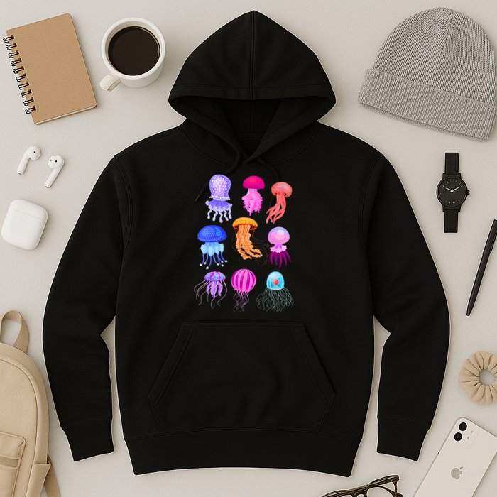 Retro Jellyfish Design Hoodie