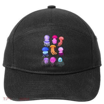 Retro Jellyfish Design 7-Panel Snapback Hat