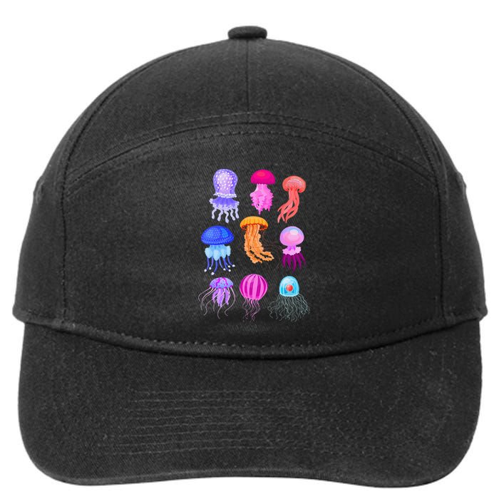 Retro Jellyfish Design 7-Panel Snapback Hat