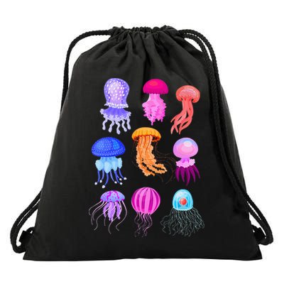 Retro Jellyfish Design Drawstring Bag
