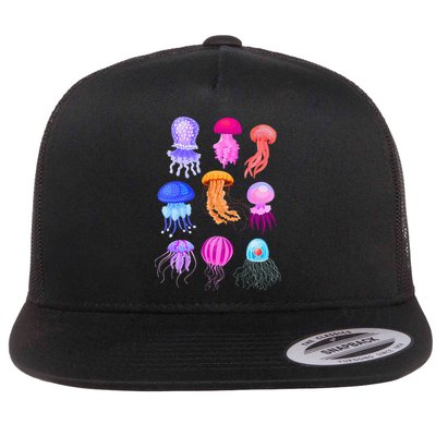 Retro Jellyfish Design Flatbill Hat