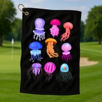Retro Jellyfish Design Golf Towel
