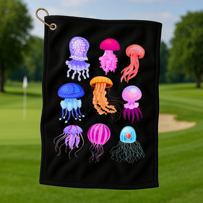 Retro Jellyfish Design Golf Towel