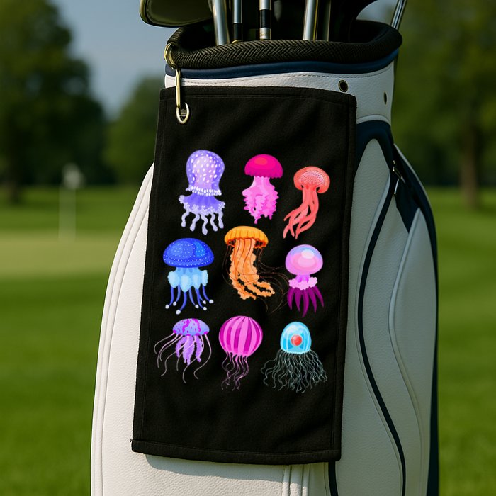 Retro Jellyfish Design Golf Towel