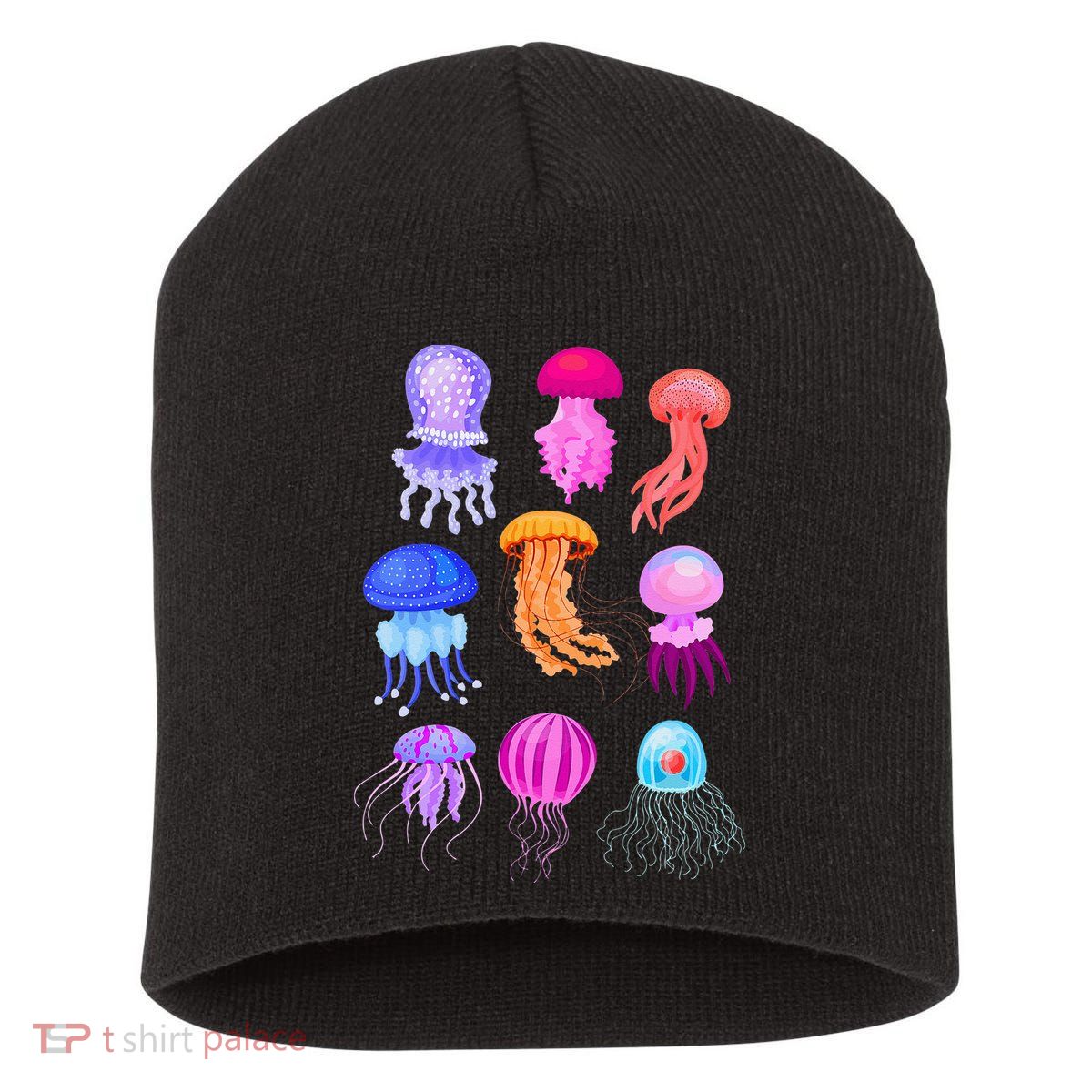 Retro Jellyfish Design Short Acrylic Beanie
