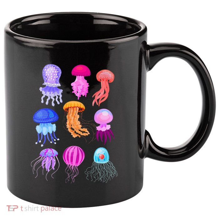 Retro Jellyfish Design 11oz C Handle Ceramic Mug