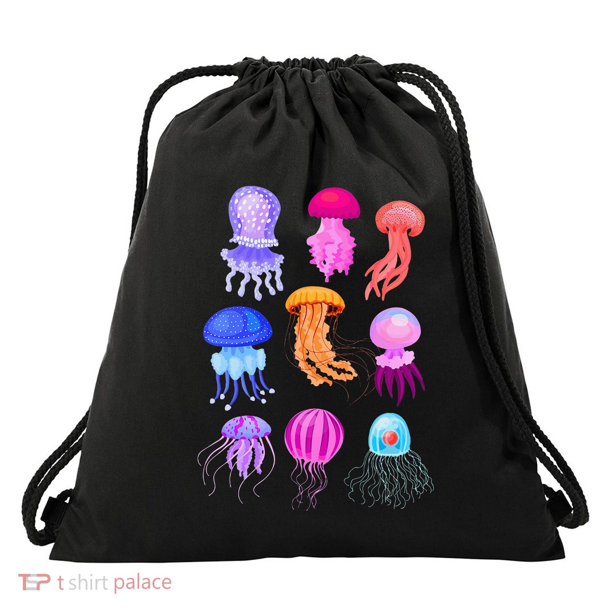 Retro Jellyfish Design Drawstring Bag
