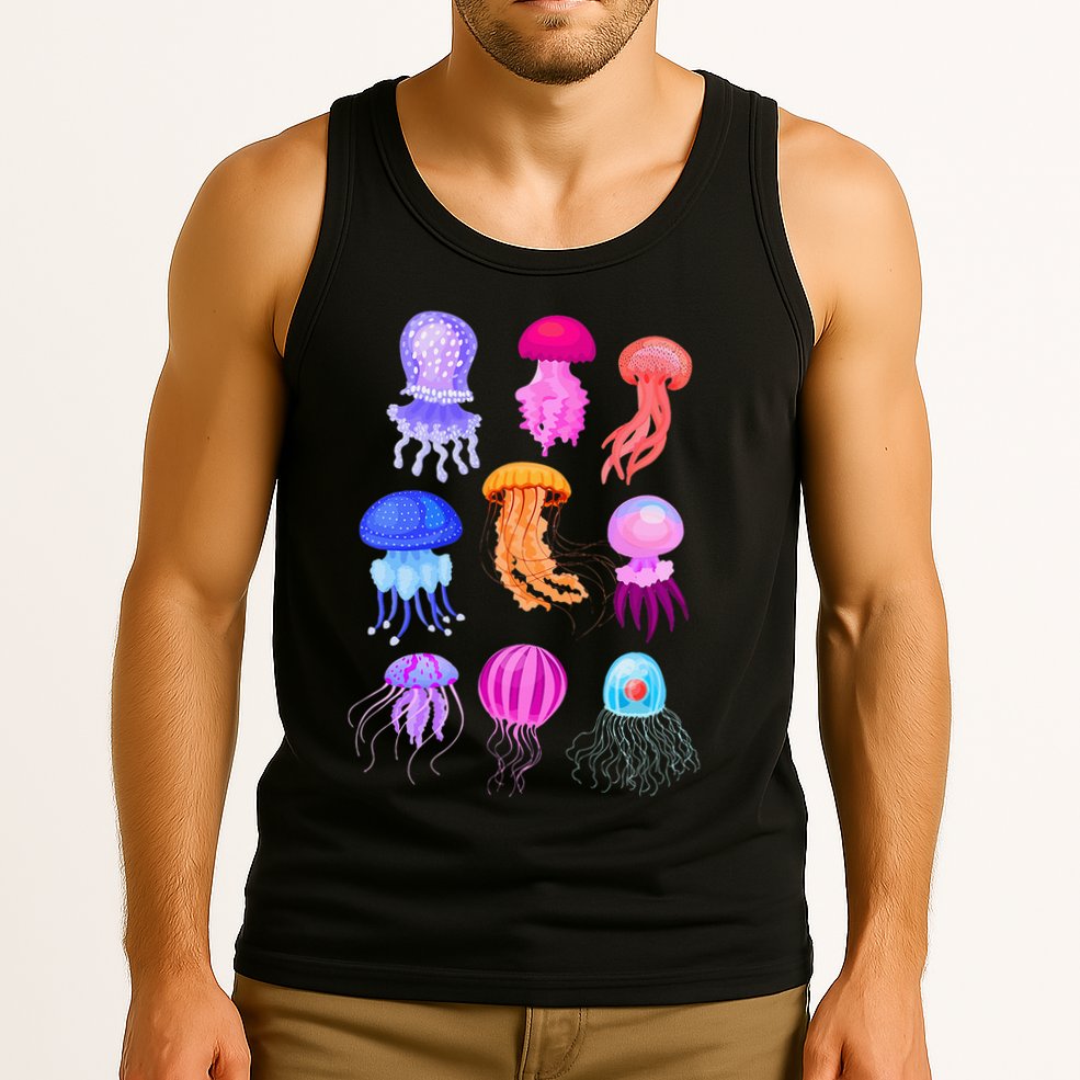 Retro Jellyfish Design Tank Top