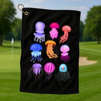 Retro Jellyfish Design Golf Towel