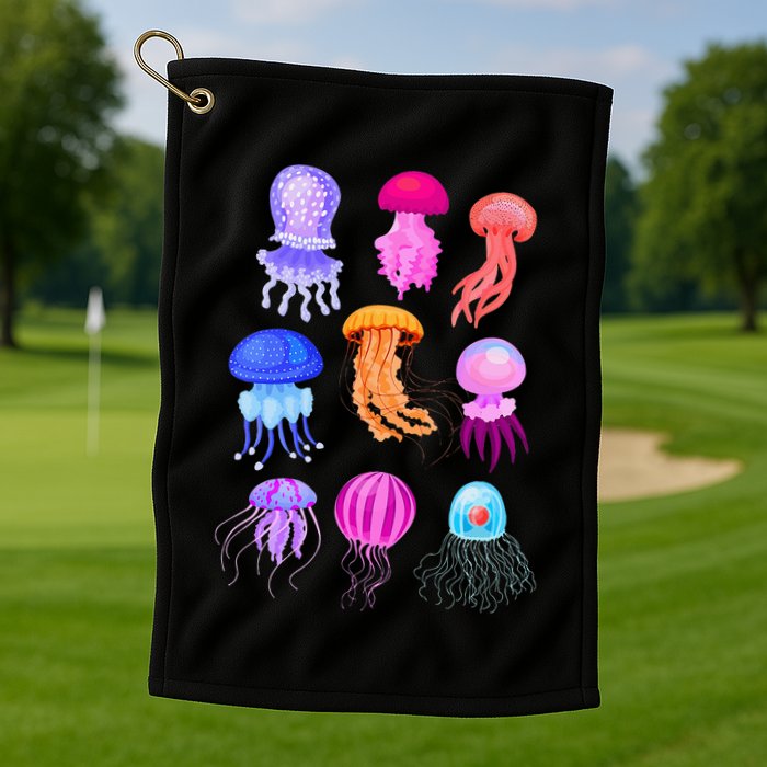 Retro Jellyfish Design Golf Towel